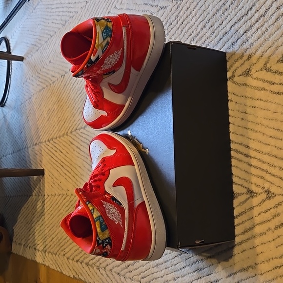2021 Jordan 1 Mid SE ‘Barcelona Sweater red` 9.5 - Picture 12 of 16